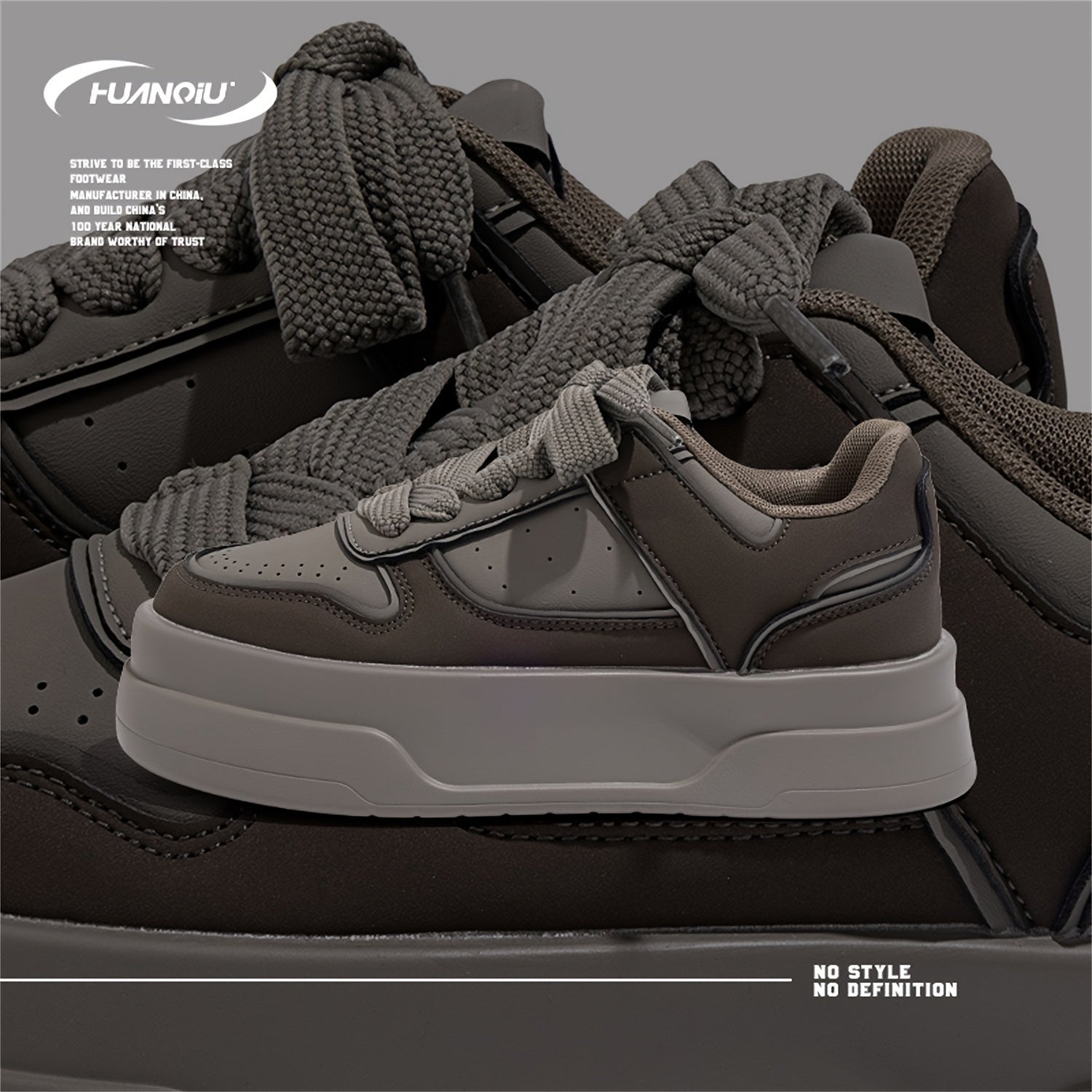 HUANQIU Lace-up Skate Shoes Non Slip Sports Sneakers