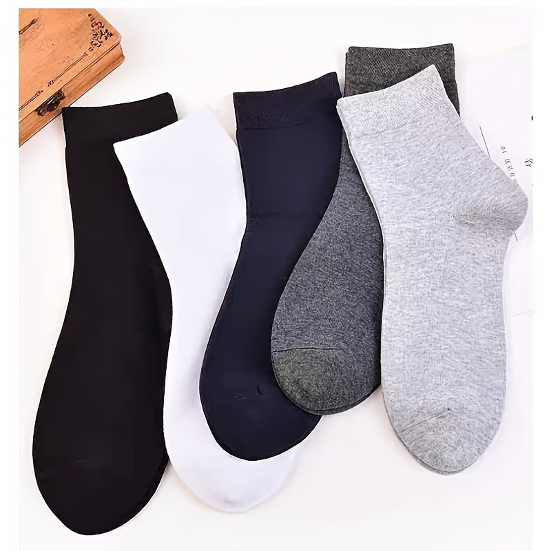 5Pairs Men's Cotton Anti Odor Crew Socks