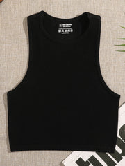 Ribbed Knit Tank Top Seamless Stretchy Yoga Crop