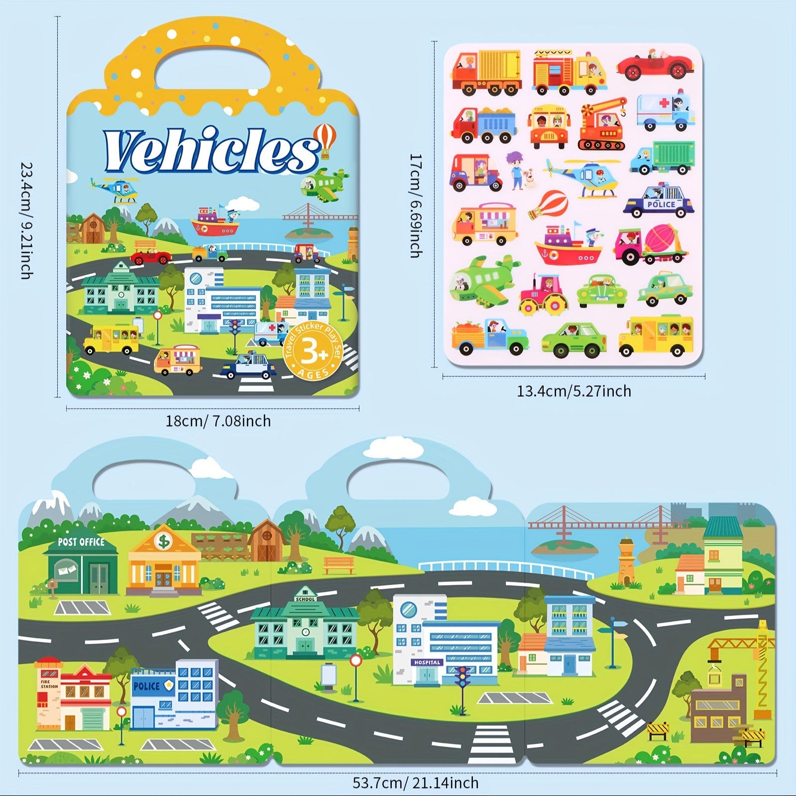 Waterproof Reusable Sticker Book Dinosaurs Animals Vehicles Educational Toys