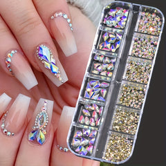 1000pcs 12 Grid Rhinestone Set Nail Art Decorations Unscented