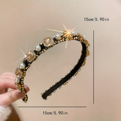 Baroque Crystal Faux Pearl Headband Vintage Head Hoop Headdress