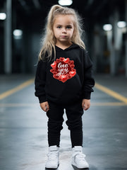 OERYUI LOVE YOU Print Hoodies Pants Set Kids Spring Fall Sports Christmas Gift
