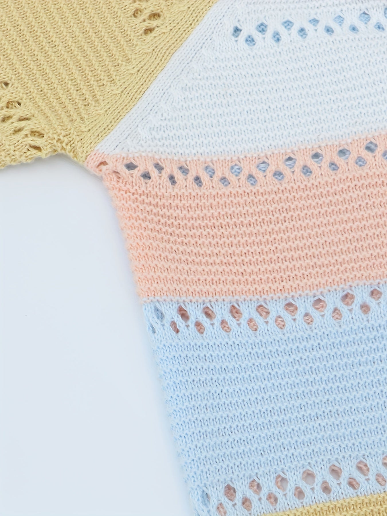  Colorblock Hollow Out Casual Sweater