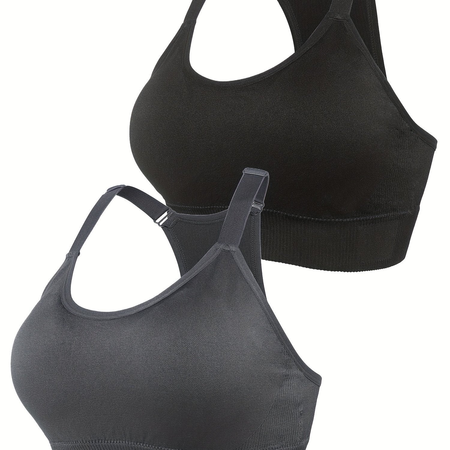 2 Pack Plus Size Seamless Racerback Sports Bras Set Women's Yoga Bralette