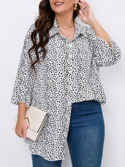  Leopard Print Button Up Long Sleeve Blouse