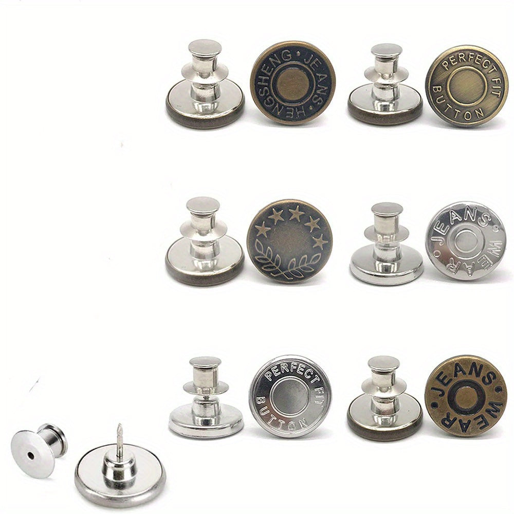 6pcs Adjustable Seam Button Pins for Jeans Sweater Suit