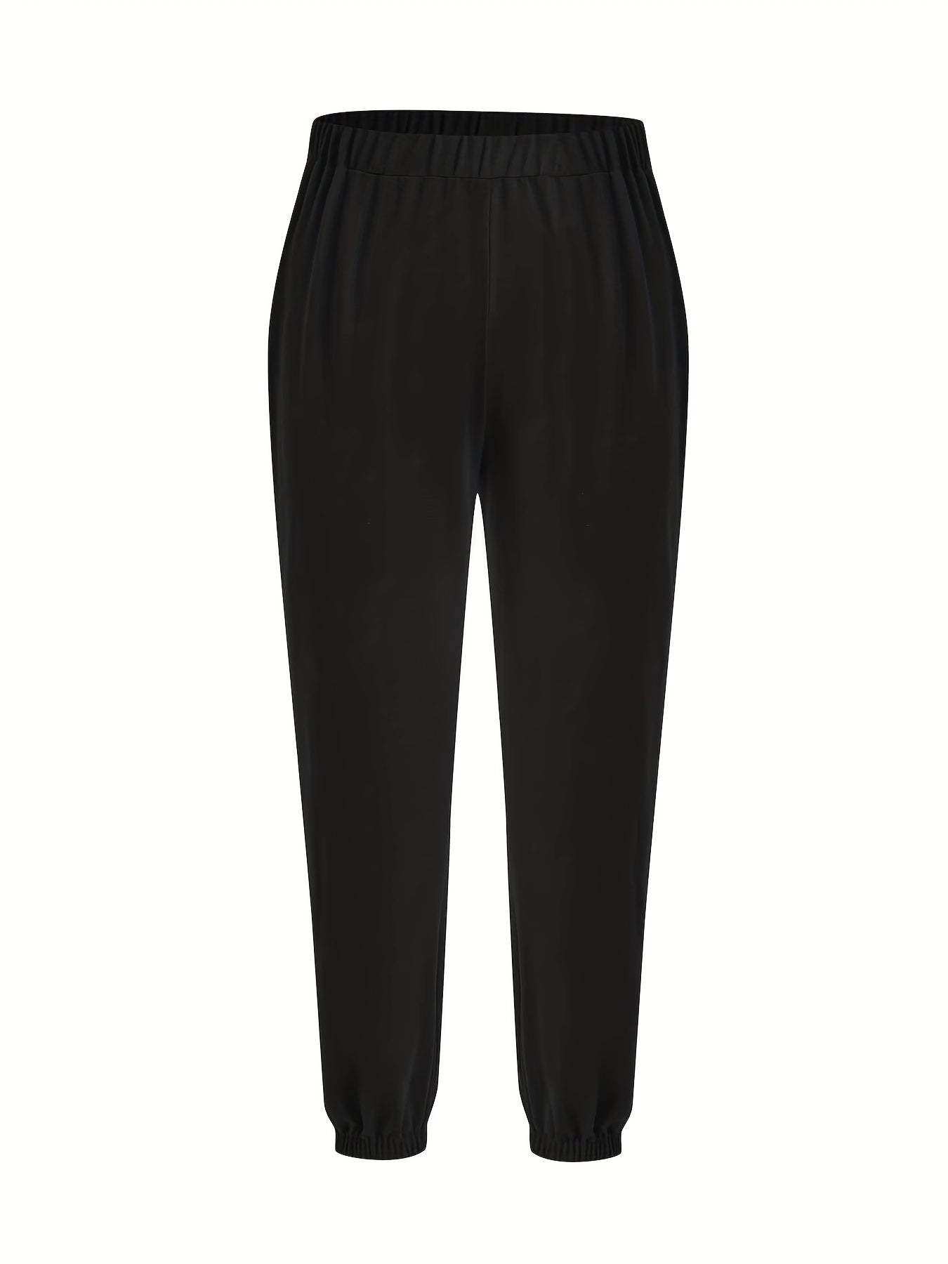  Women's Solid Elastic Zipper Stretch Sweatpants