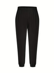  Women's Solid Elastic Zipper Stretch Sweatpants