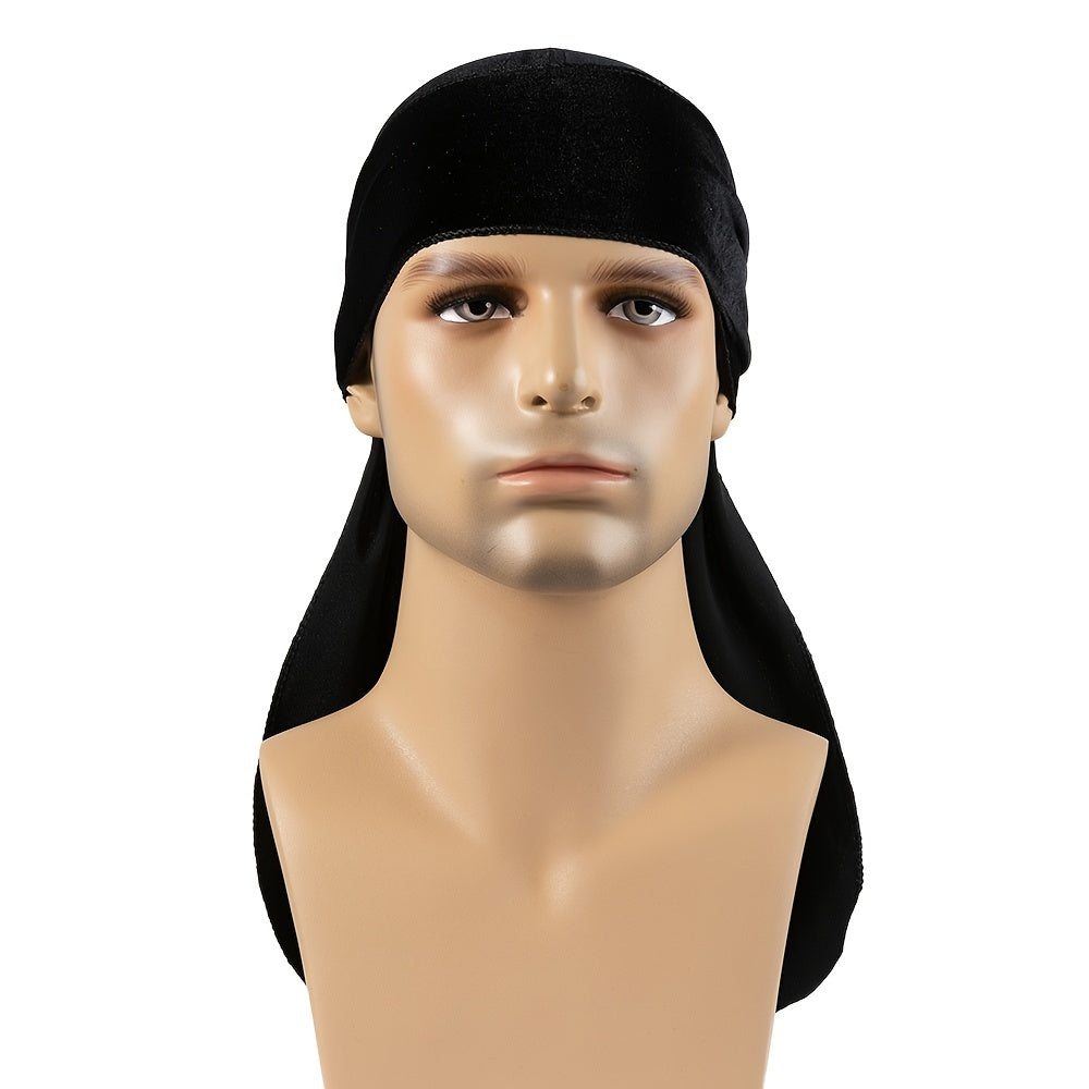 Velvet Solid Pirate Hat Men's Durag Polyester Long Tail Bandana 
