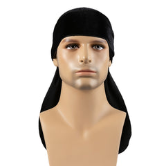 Velvet Solid Pirate Hat Men's Durag Polyester Long Tail Bandana 