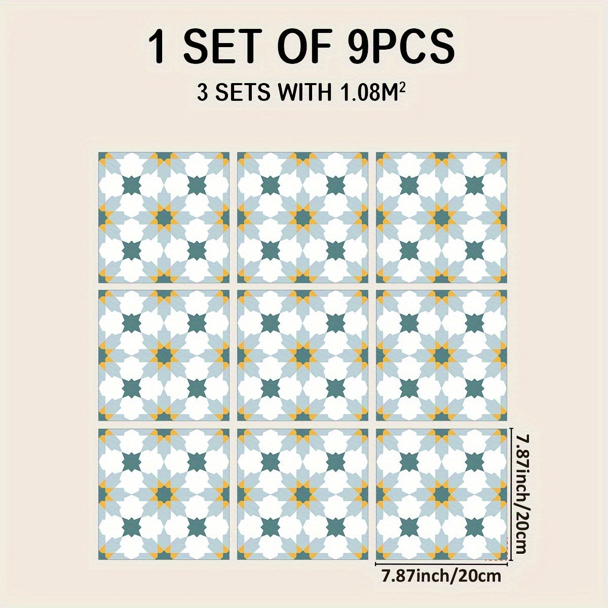 9pcs Flower Brick Stickers Waterproof Non-slip Home Decoration