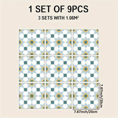 9pcs Flower Brick Stickers Waterproof Non-slip Home Decoration