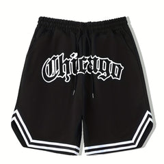 Men's Chicago Graphic Drawstring Stretchy Short Pants