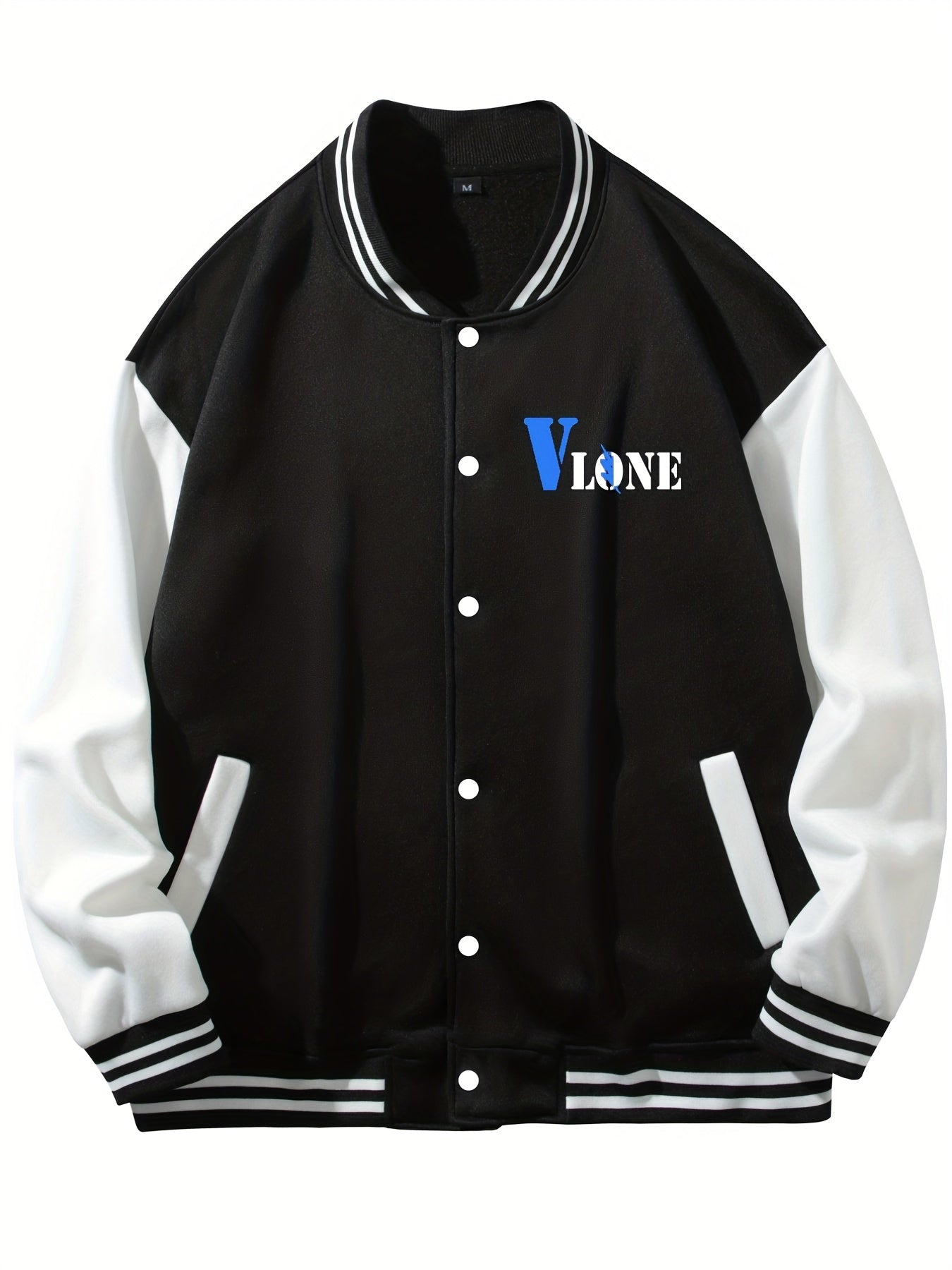 V Letter Print Snake Pattern Graphic Baseball Jacket Men's Clothes