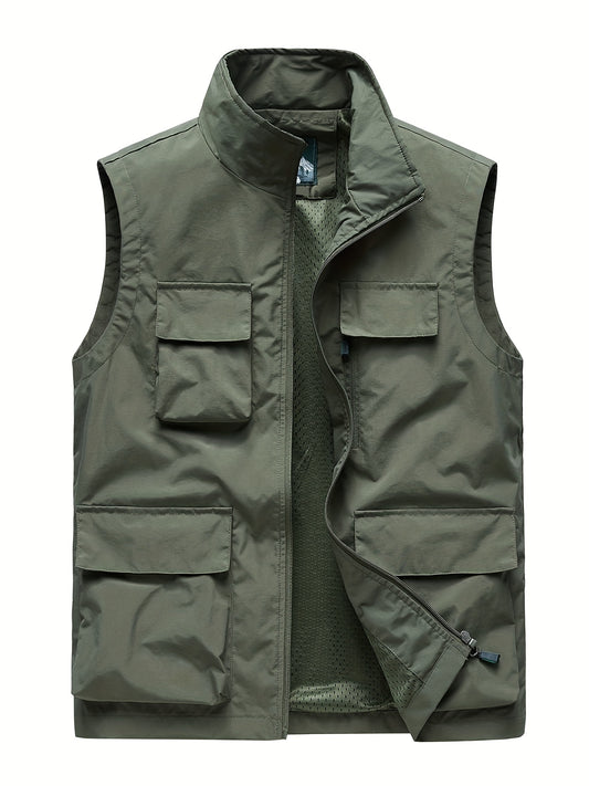 Men's Zipper Pockets Cargo Vest for Spring Summer