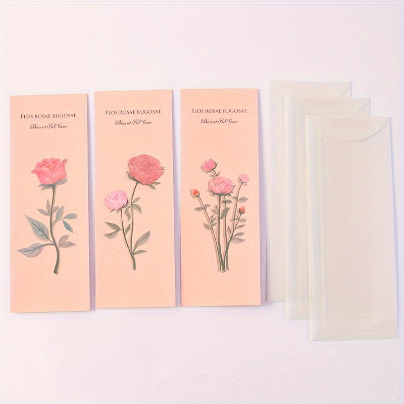 3pcs Letter Paper Envelopes Set Romantic Love Letter Hand painted Letterhead