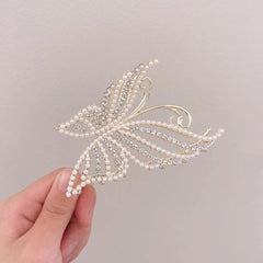 Rhinestone Pearl Butterfly Hair Clip Butterfly Claw Clip Bow Hair Clips