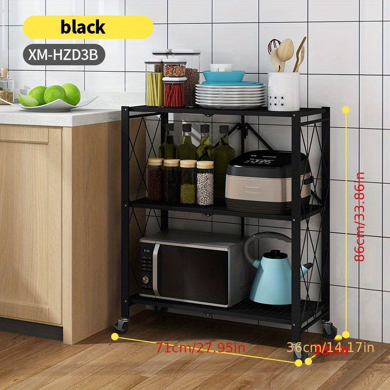 Folding Storage Rack w/Wheel, Floor Layer, Kitchen Cart, Household Supplies