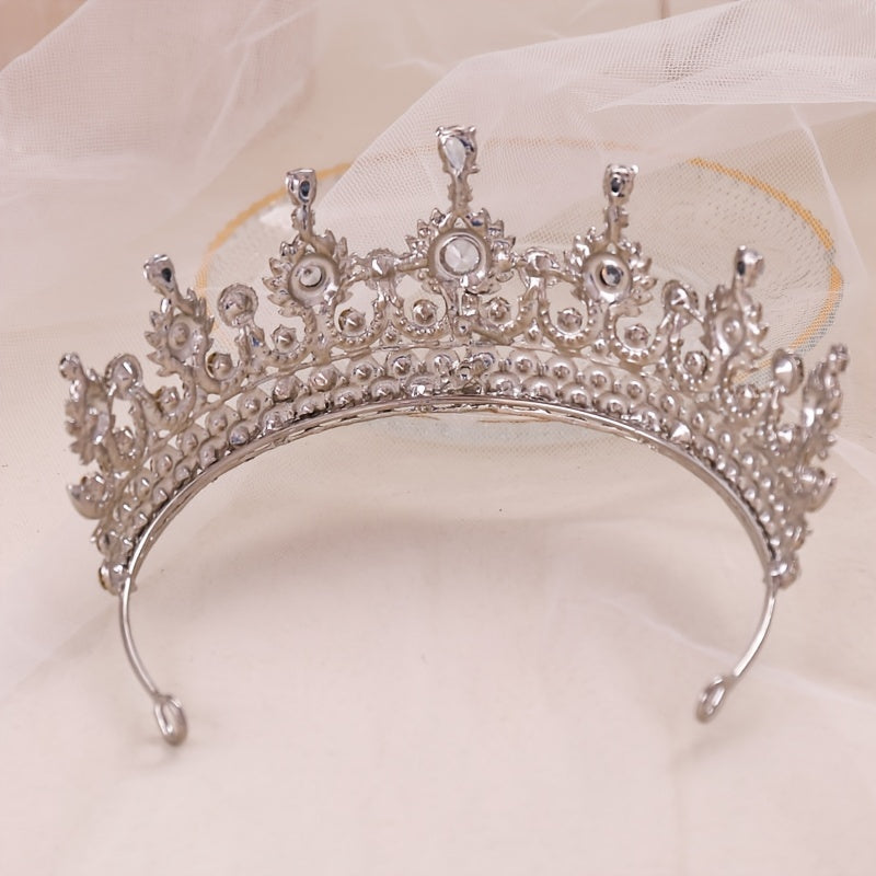 Rhinestone Crystal Wedding Crown Queen Flowers Bride Headwear