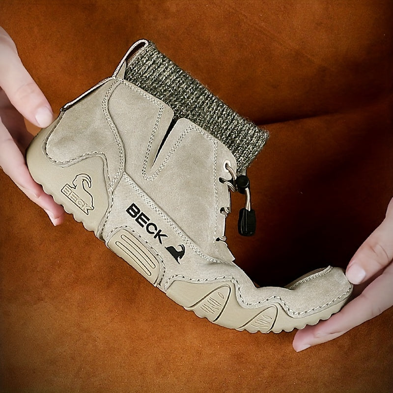 Men's Leather High Top Sock Sneakers Lightweight Waterproof Shoes