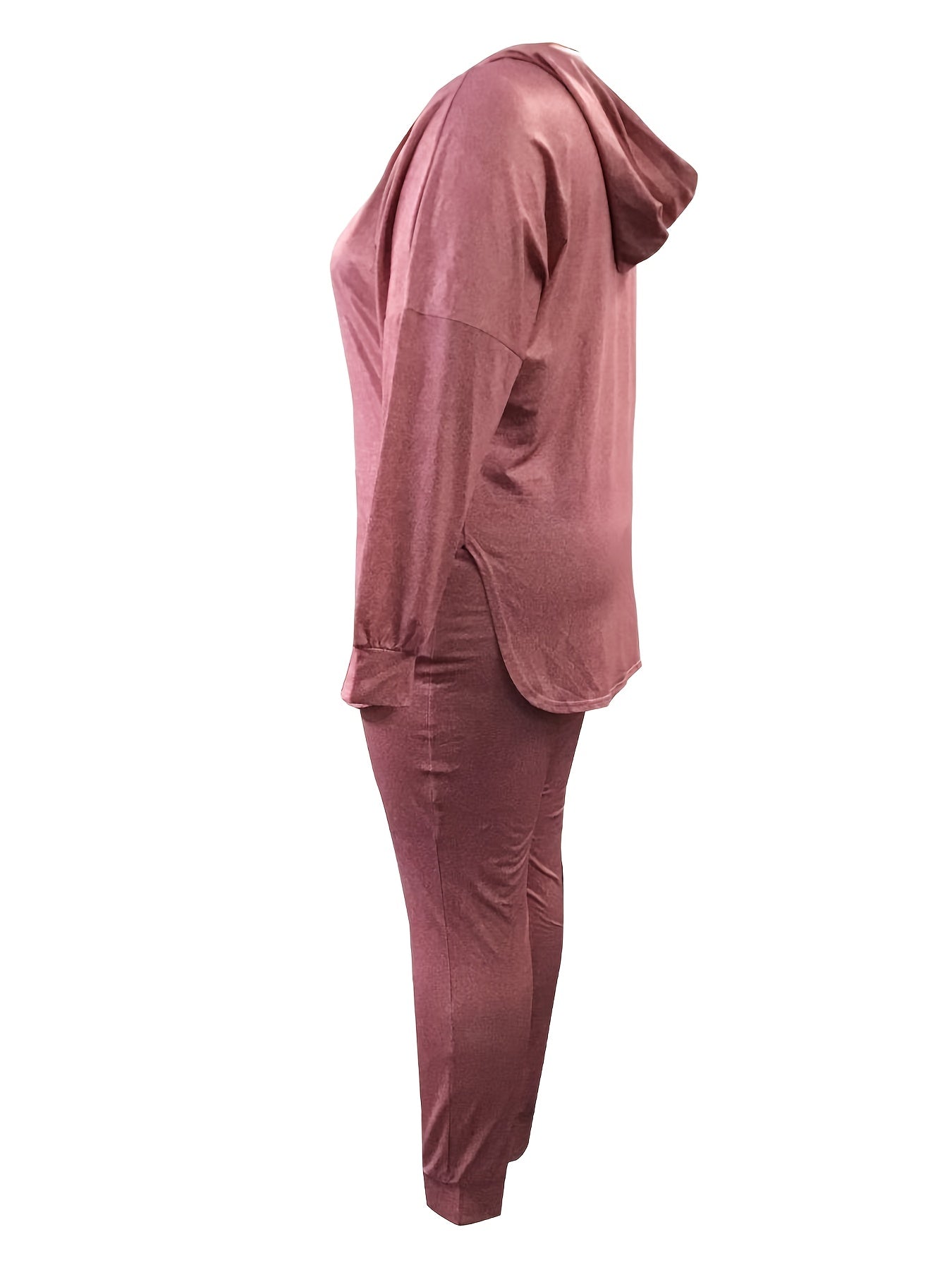 Plus Solid Hoodie & Pants 2 Piece Set