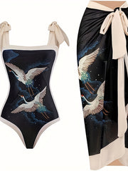  Retro Tankini Set Women's Painting Print One Piece S