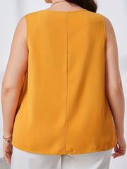  Solid V Neck Pleated Tank Top