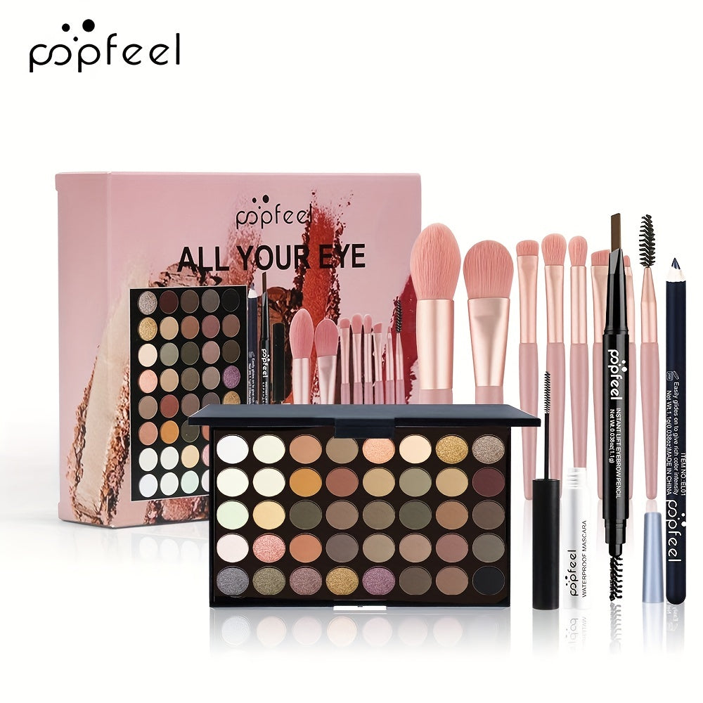 Makeup Set Eyeshadow Palette Eyeliner Eyebrow Pen Mascara Brushes All In One
