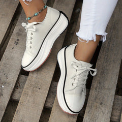 Women's Platform Canvas Shoes Casual Lace Up Outdoor Shoes