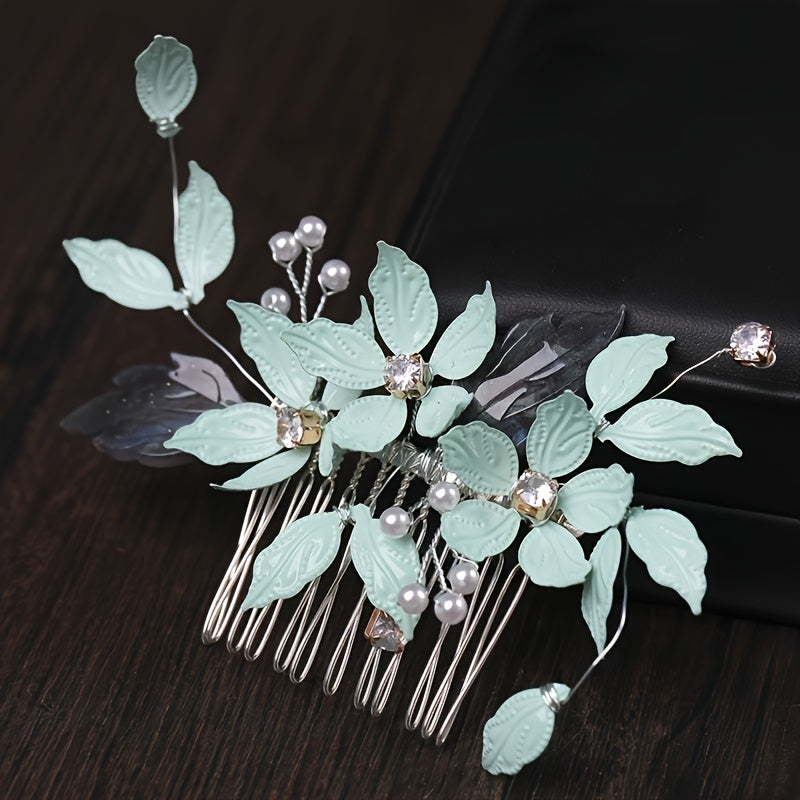 Rhinestone & Faux Pearl Hair Comb Bridal Headpiece