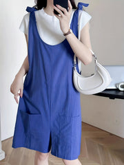Patched Pockets Overall Jumpsuit Casual Solid Overall Jumpsuit