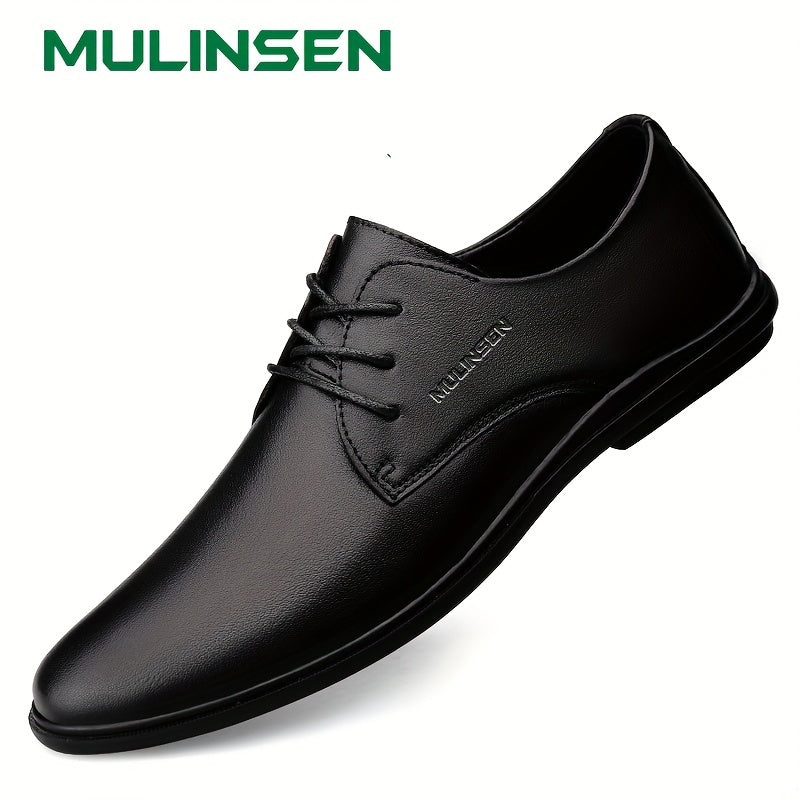 Men's Pointed Toe Leather Lace up Oxford Shoes Soft Sole