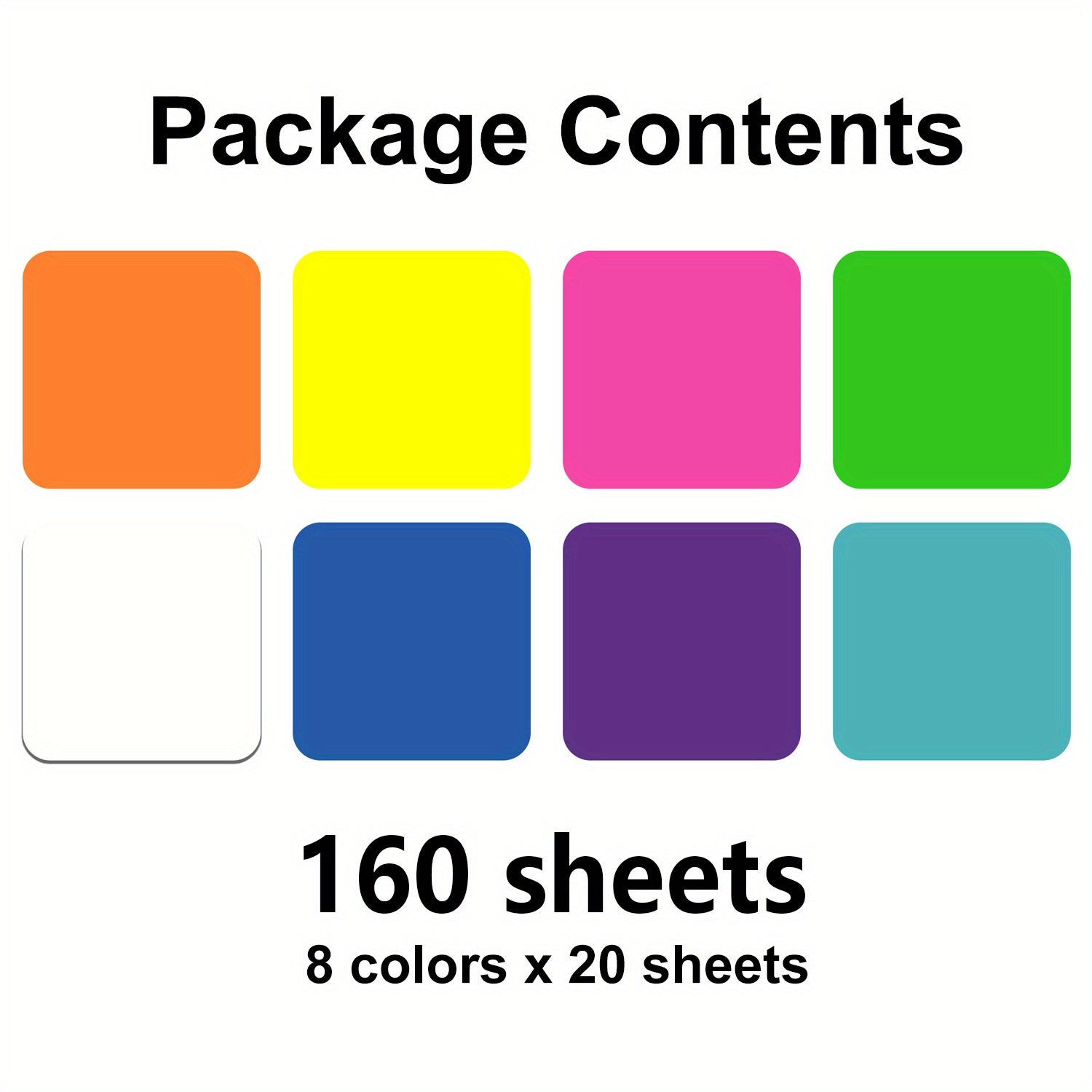 160 Sheets 8 Colors Waterproof Transparent Sticky Notes