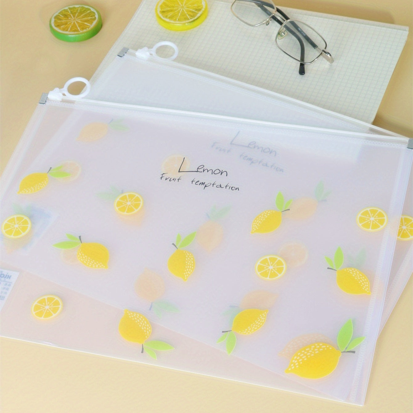Lemon Patterned File Bag - Keep Documents Safe & Stylish
