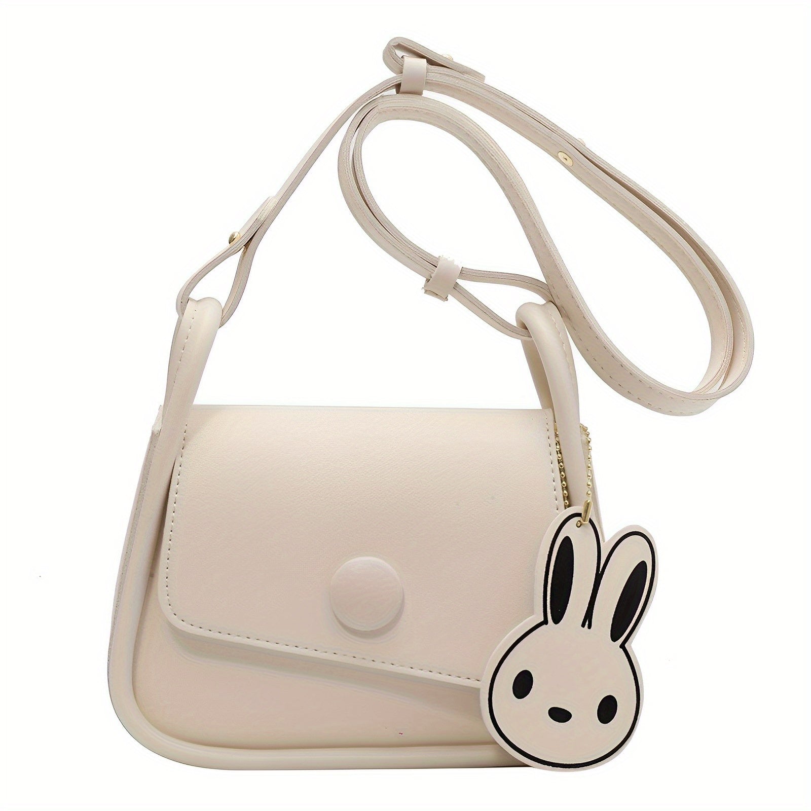 Colorblock Shoulder Bag Mini Flap Purse With Bunny Pendant