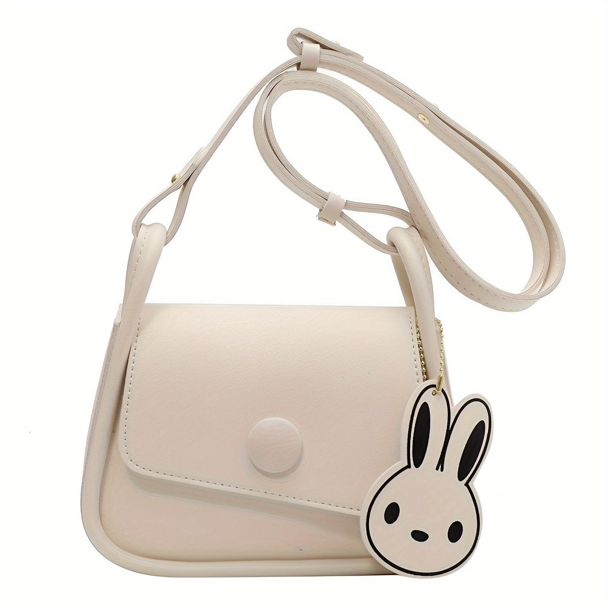 Colorblock Shoulder Bag Mini Flap Purse With Bunny Pendant