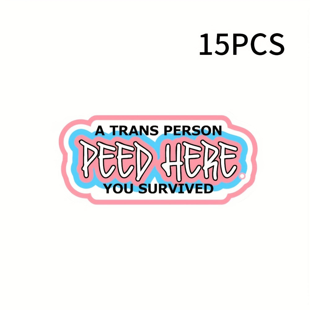 15pcs Transgender Survived Stickers - Reusable PVC Adhesive Durable & Waterproof