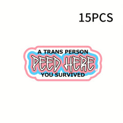 15pcs Transgender Survived Stickers - Reusable PVC Adhesive Durable & Waterproof