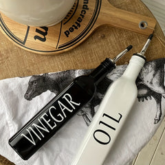 Ceramic Olive Oil & Vinegar Dispenser Set 17oz Kitchen Seasoning Bottle