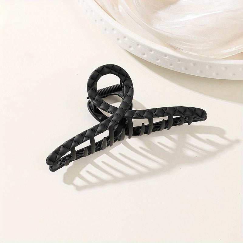 Plaid Imprinted Hair Claw Ponytail Holder Shark Claw