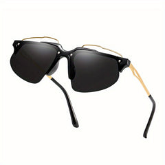 Men's Casual Sunglasses Outdoor Driving Anti-UV Leather Buckle Soft Bag