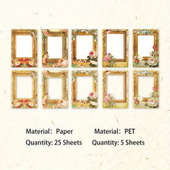 30 Sheets Retro Border Washi Paper For Scrapbooking DIY Decorative Collage