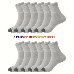 6 Pairs Men's 100 Cotton Thick Sports Socks