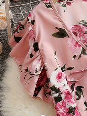  Women's Floral Ruffle Sleeve Dress