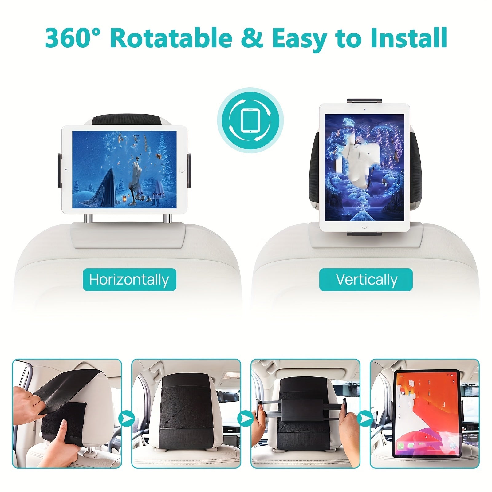 2 Pack Headrest Tablet Holder for iPad Car Back Seat Mount for 11-32" Devices