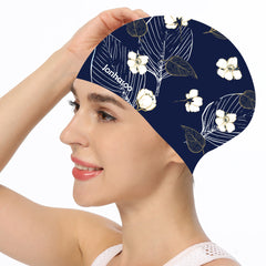 JONHASOO Flower Print Silicone Swim Cap Protects Hair