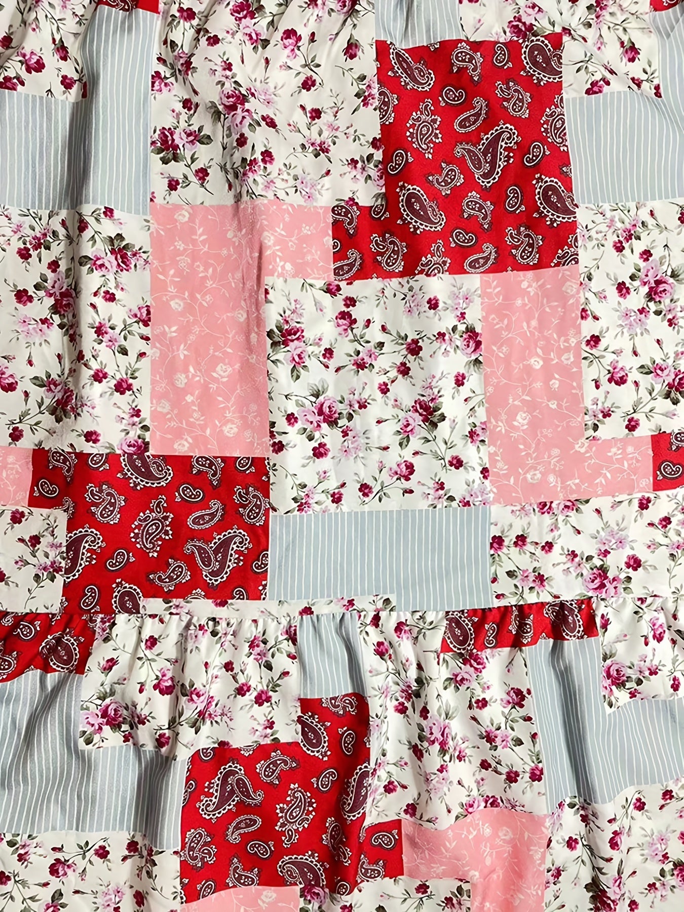  Boho Skirt Patchwork Print High Rise Maxi Skirt