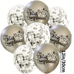 8pcs Set Happy Birthday Metal Latex Balloons Party Decoration