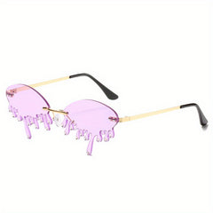 Rhinestone Rimless Flame Sunglasses for Women Men